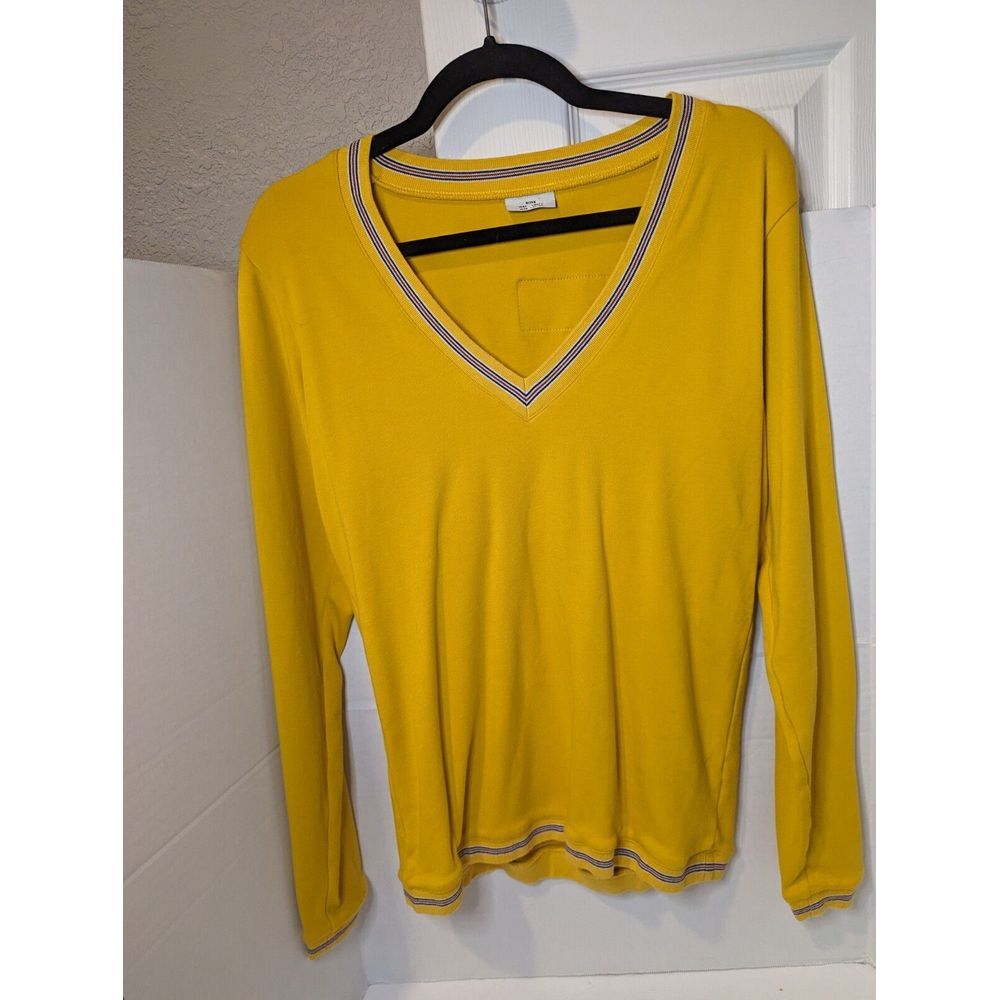 Ikea Sweater  Yellow V Neck Employee Uniform Issued Logo Pullover W92 W36 L 27